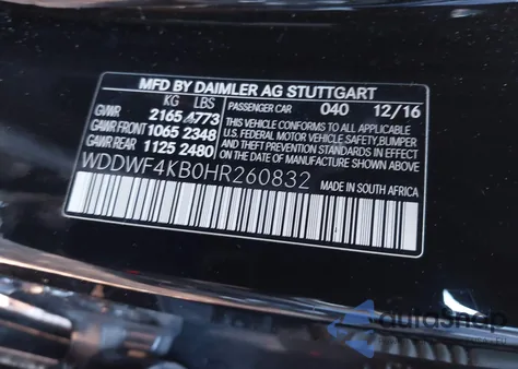 2017 Mercedes-Benz C 300 4Matic/Luxury 4Matic/Sport 4Matic z USA, uszkodzony, nr VIN WDDWF4KB0HR260832